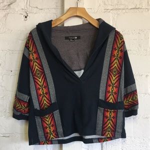Forever 21 Hooded Crop Top Sweatshirt